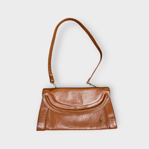 Vintage 1970s Pierre Cardin Paris Brown Leather Handbag / Shoulder Bag - Picture 1 of 7
